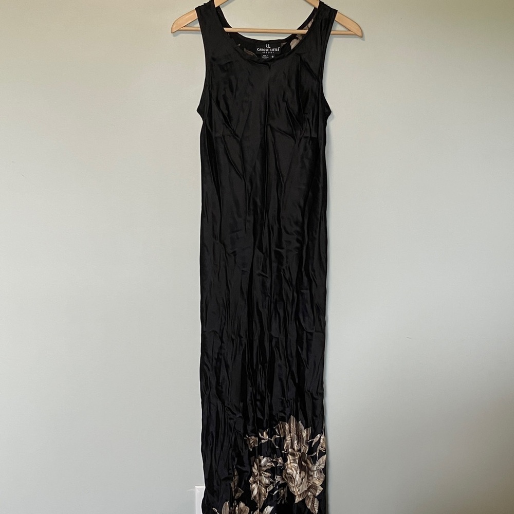 Carole Little dresses Vintage Black and Brown Floral Maxi Dress
